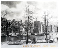 Amstel vanuit het NOB te Amsterdam 2022 50x65  (Houtskool  en potlood)