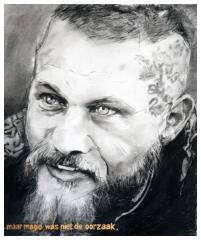 Ragnar Lodbrok -  Vikings Travis Fimmel - 2022  50x65   (houtskool)