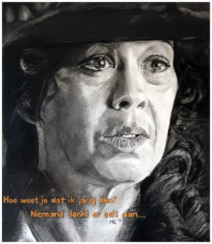 Aunt Polly - Peaky Blinders, Helen McCrory - 2022 50x65  (houtskool)