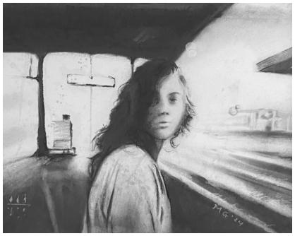 Waiting for a train, 2024, 40x50cm 