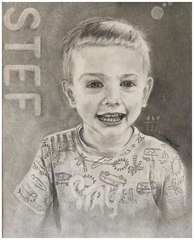 Stef, houtskool op papier, A3, 2025