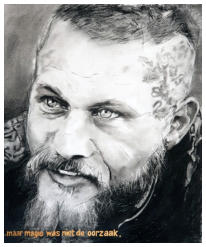 Ragnar Lodbrok -  Vikings Travis Fimmel - 2022  50x65   (houtskool)