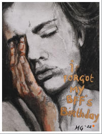 I forgot my bff’s birthday, 2022 (15x25 cm / Houtskool op papier 